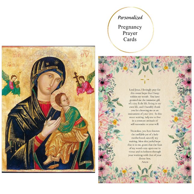 Tarjeta de oración Theotokos y Christ Child Pregan (Subido por el creador)