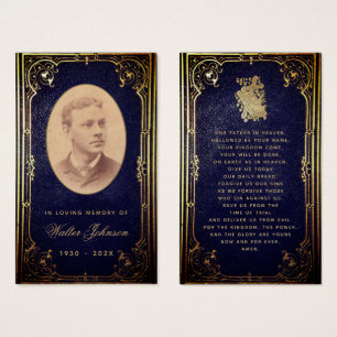 Tarjeta de oración vintage del funeral en memoria