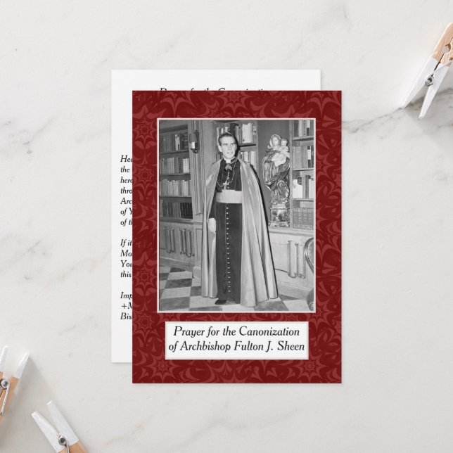 TARJETA DE ORACIONES DE ARQUIBISMO DE CANONIZACIÓN (Anverso/Reverso In Situ)