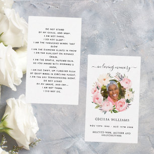 Tarjeta de oraciones fúnebres de flores de foto ro