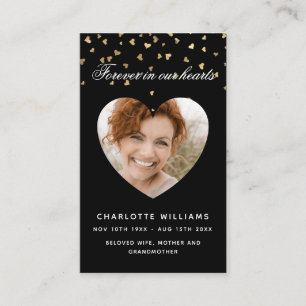 Tarjeta de oraciones fúnebres de los corazones de