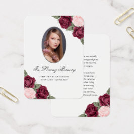 Tarjeta de oraciones funerarias acuarela Red Pink 