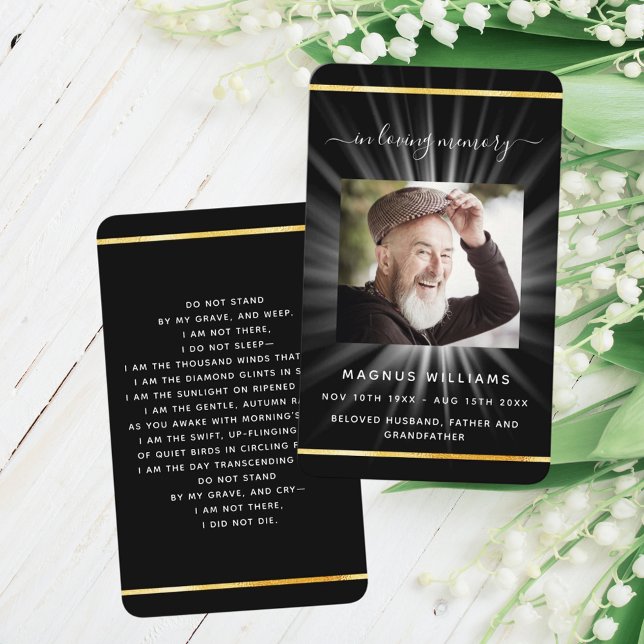 Tarjeta de oraciones funerarias con foto de luz do (Subido por el creador)