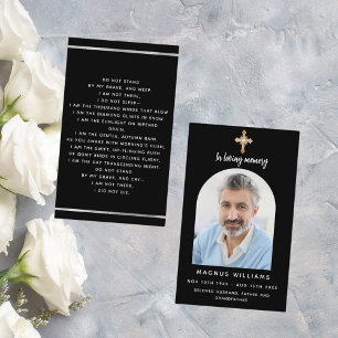 Tarjeta de oraciones funerarias de la cruz blanca