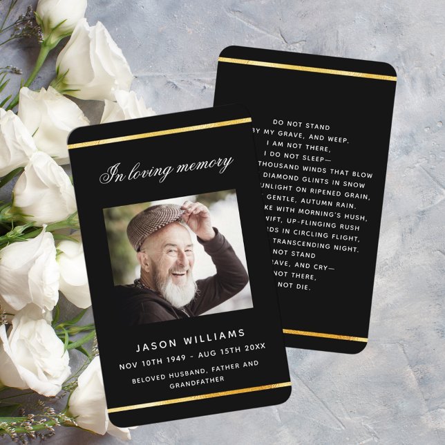 Tarjeta de oraciones funerarias para fotos en oro  (Subido por el creador)