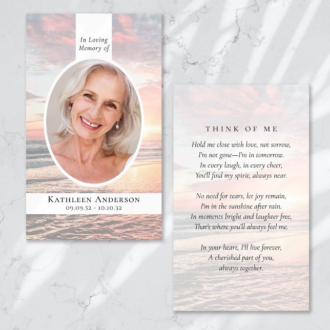Tarjeta de oraciones Oval Photo Ocean Sunset Memor (Subido por el creador)