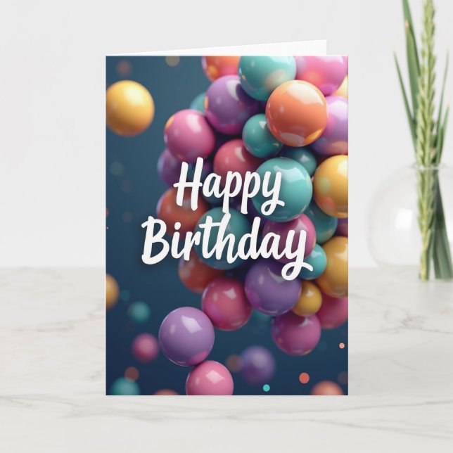 Tarjeta de Orbes Brillantes de Cumpleaños (Anverso)