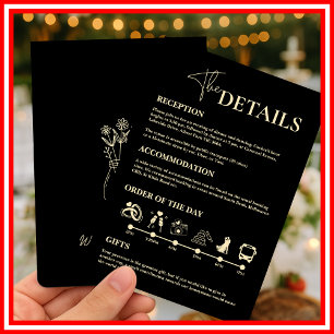 Tarjeta de orden de eventos de boda amarilla mante
