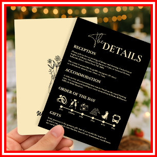 Tarjeta de orden de eventos de boda amarilla mante