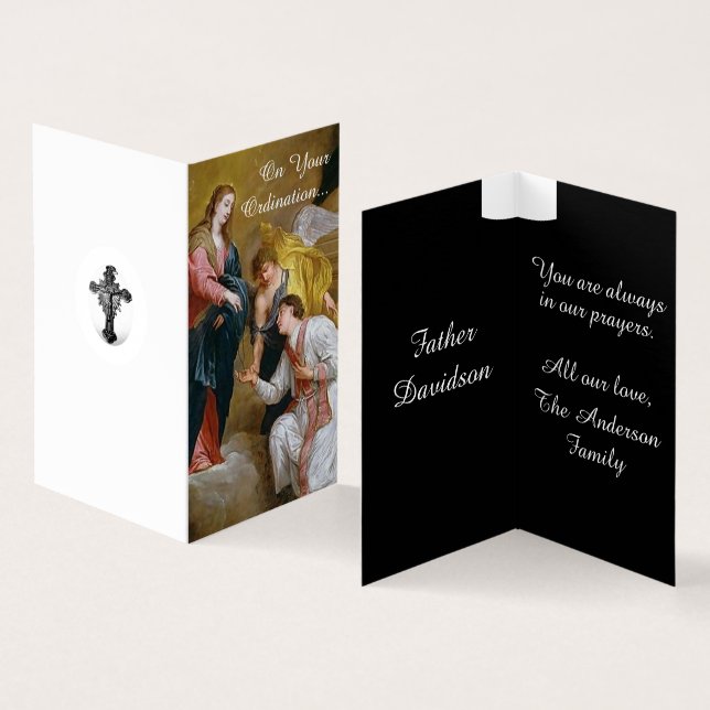 Tarjeta de ordenación de sacerdotes (Interior y exterior)