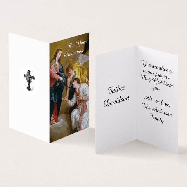 Tarjeta de ordenación de sacerdotes (Interior y exterior)