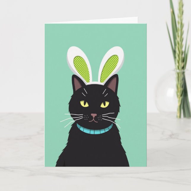 Tarjeta de orejas de conejo de gatito divertido (Anverso)