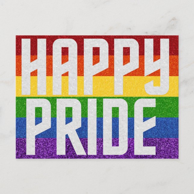Tarjeta de orgullo feliz de Purpurina LGBT (Anverso)