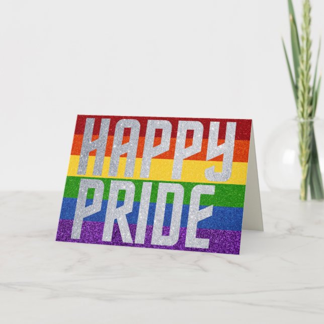 Tarjeta de orgullo feliz de Purpurina LGBT (Anverso)