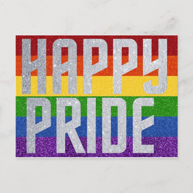 Tarjeta de orgullo feliz de Purpurina LGBT (Anverso)
