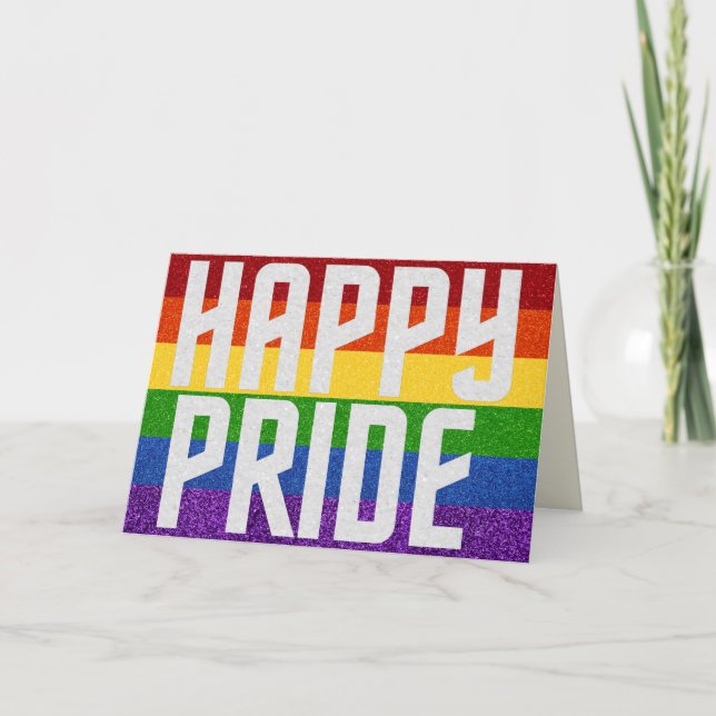 Tarjeta de orgullo feliz para Purpurinas LGBT (Anverso)