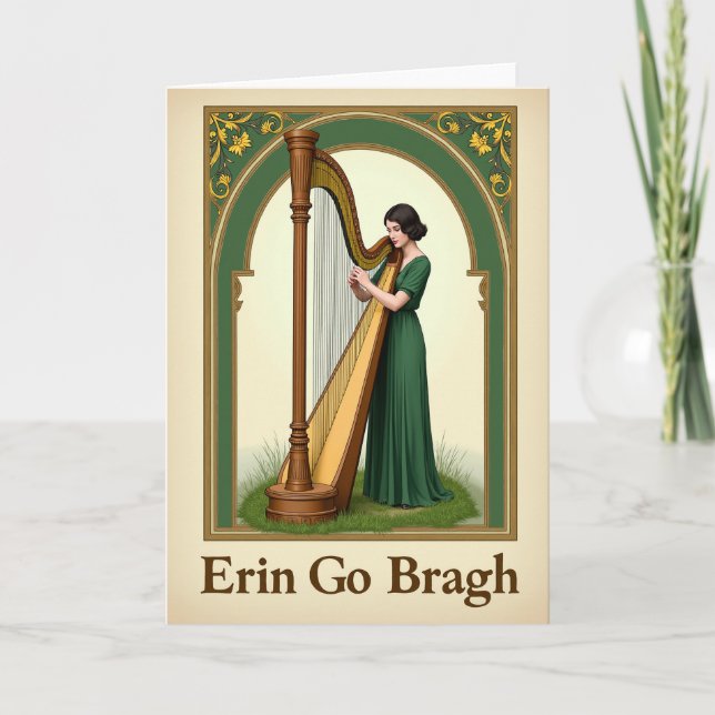 Tarjeta de Orgullo Irlandés Arpa Esmeralda (Anverso)