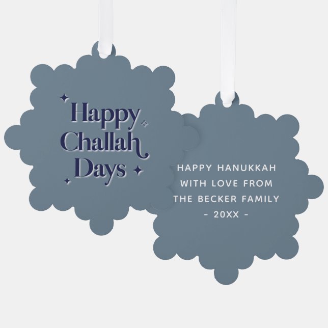 Tarjeta de ornamento de Happy Challah Days (Anverso/Reverso)