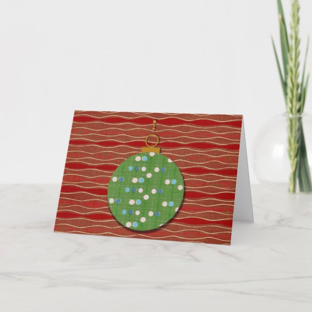 Tarjeta de ornamento de Navidad anticuada y retro (Anverso)