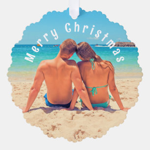 Tarjeta de ornamento de Navidad de foto personaliz