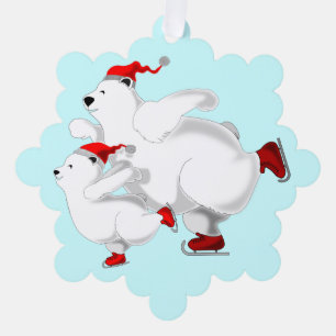 Tarjeta de Ornamento de Navidad: Feliz oso familia
