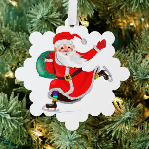 Tarjeta de Ornamento de Navidad Santa Claus con re