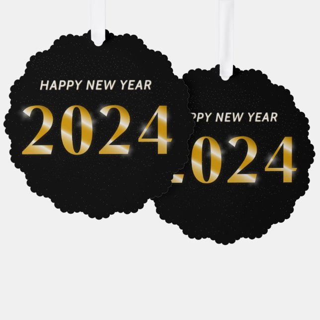 Tarjeta de ornamento de papel de Año Nuevo (Anverso/Reverso)