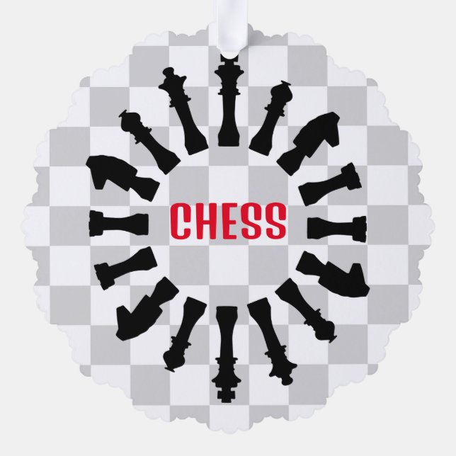 Tarjeta de ornamento de papel de diseño de ajedrez (Reverso )