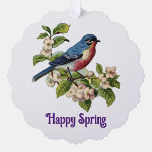 Tarjeta de ornamento de papel de primavera feliz