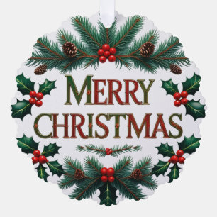 Tarjeta de ornamento de papel navideño clásico de