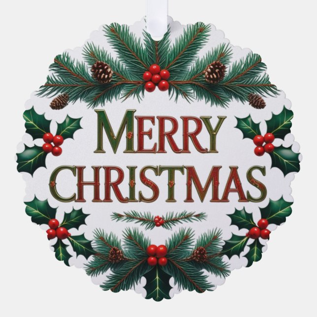 Tarjeta de ornamento de papel navideño clásico de  (Anverso)