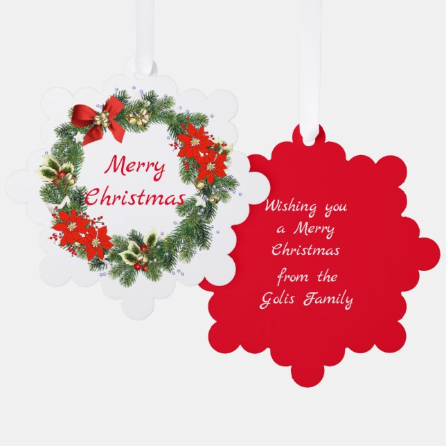 Tarjeta De Ornamento De Papel Rojo Y Verde De Los  (Anverso/Reverso)