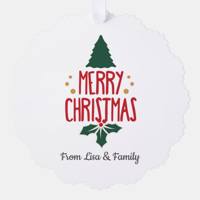 Tarjeta de ornamento de personalizado de Navidades (Anverso)