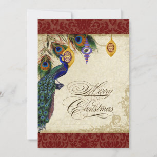 Tarjeta de ornamento formal de Navidad para pavo r