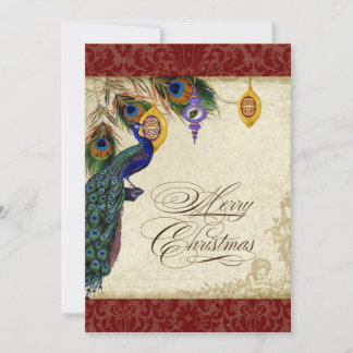 Tarjeta de ornamento formal de Navidad para pavo r