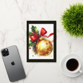 Tarjeta de ornamento navideño de Relieve metalizad