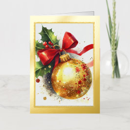 Tarjeta de ornamento navideño de Relieve metalizad