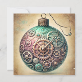 Tarjeta de ornamento navideño Pastel Steampunk