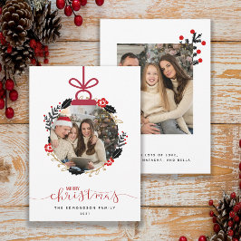 Tarjeta de ornamento para festividad navideña Foto