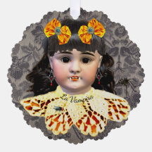 Tarjeta de ornamento para muñeca de vampiro de bon