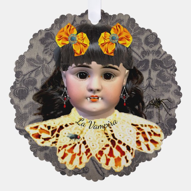 Tarjeta de ornamento para muñeca de vampiro de bon (Anverso)