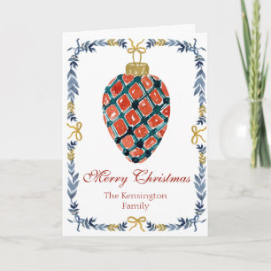 Tarjeta de Ornamento Rojo de Feliz Navidad