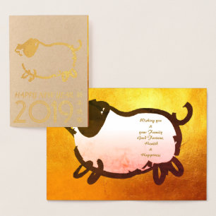 Tarjeta de oro 2019 de lujo Big Pig Year 3