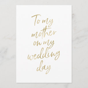 Tarjeta De oro "a mi madre en mi día de boda "