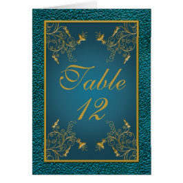 Tarjeta de oro con número de tabla Verde azulado