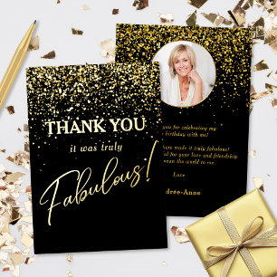 Tarjeta de oro de agradecimiento de foto de cumple