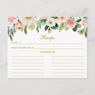 Tarjeta de oro de ducha floral blanca rosa