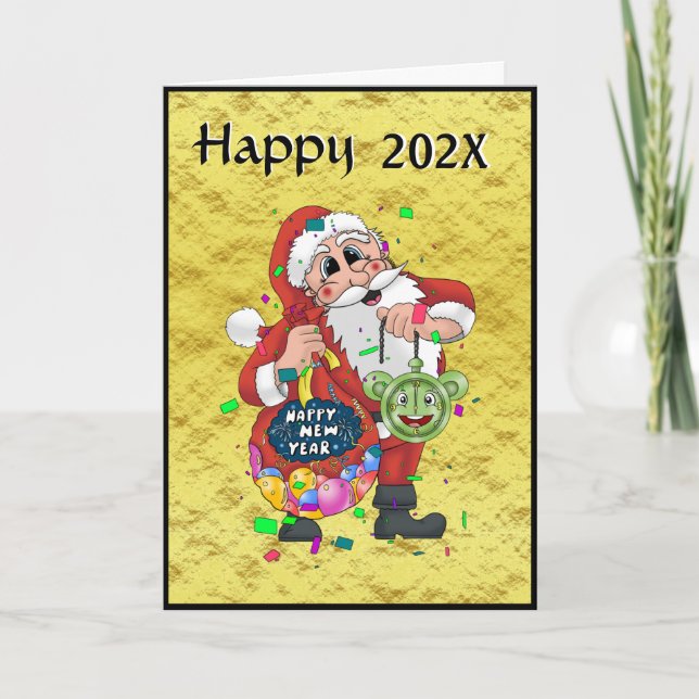 Tarjeta de oro de vacaciones de Año Nuevo (Anverso)