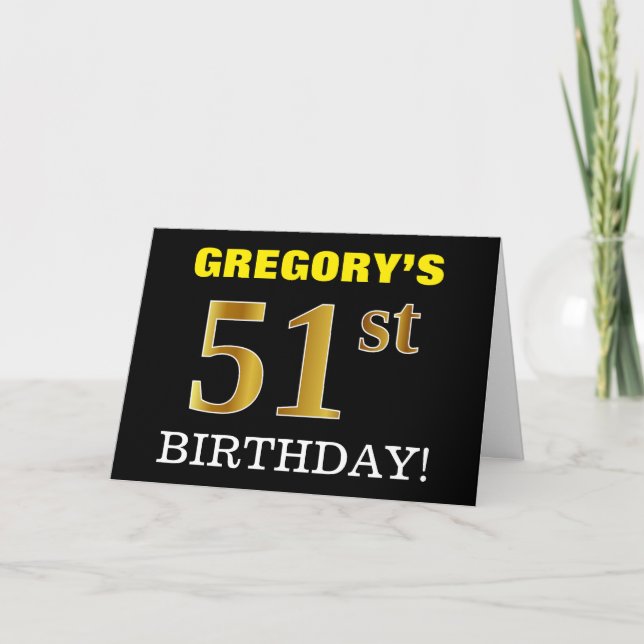 Tarjeta de oro negro, de imitación "51 cumpleaños" (Anverso)