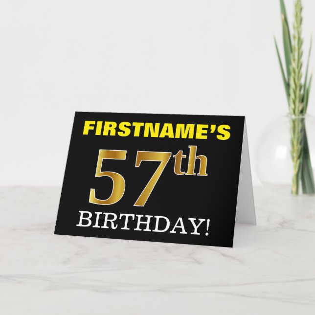 Tarjeta de oro negro, de imitación "57 cumpleaños" (Anverso)